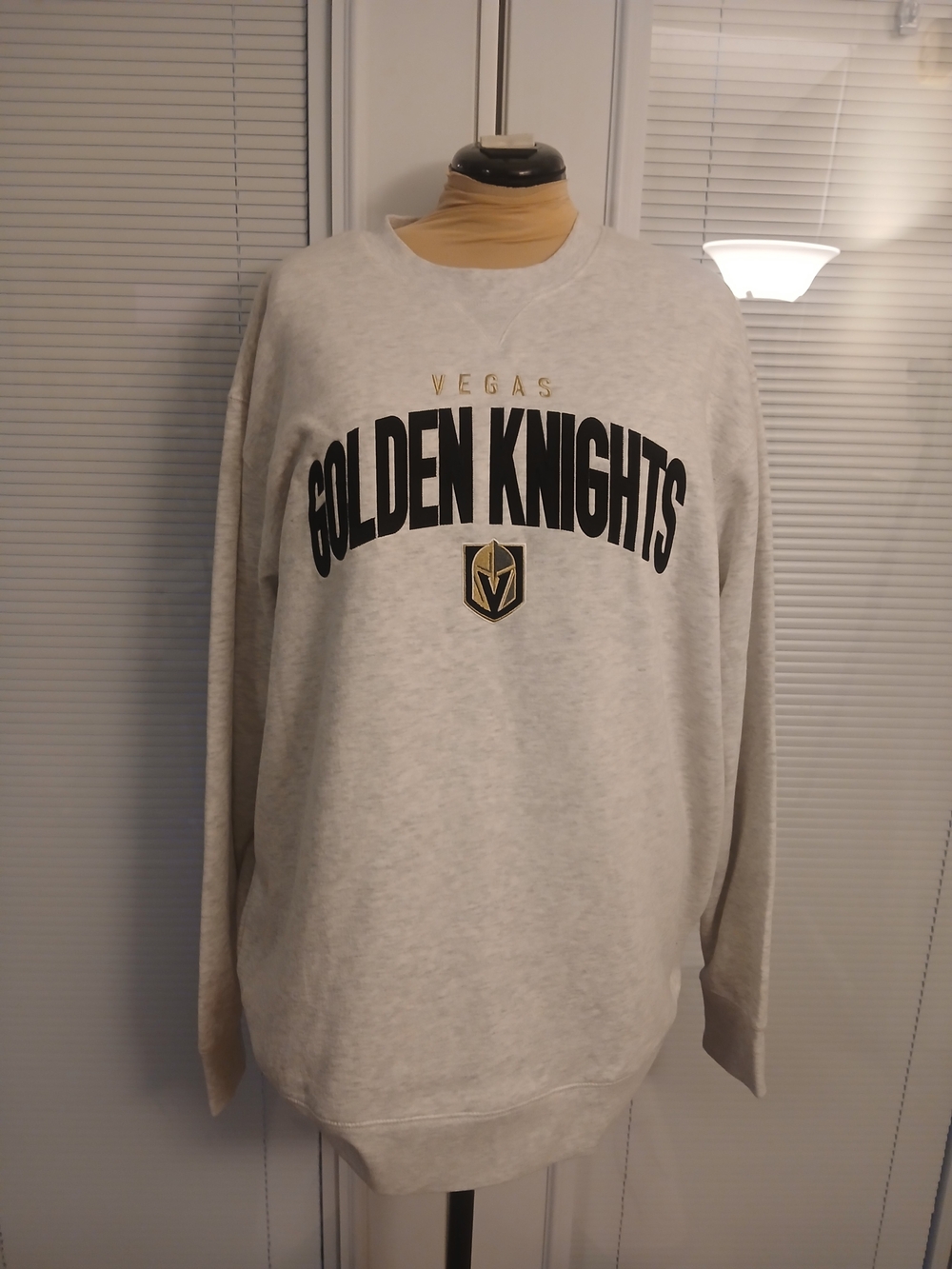 NHL Vegas Golden Knights Light Gray Crewneck with Black & Gold Logo